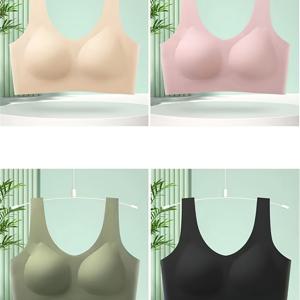 TEMU 4pcs 솔리드 심리스 무선 탱크 브라, 심플 컴피 푸쉬업 브라, 여성 란제리 & 속옷