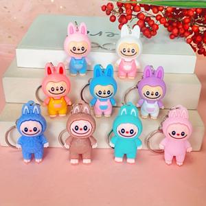 TEMU 10 Pcs Cute Cartoon Labubu Keychains: Soft Silicone, Colorful, Suitable for Boys and Girls, Perfect for Thanksgiving, Decorative, Round Keyring, Set of 10