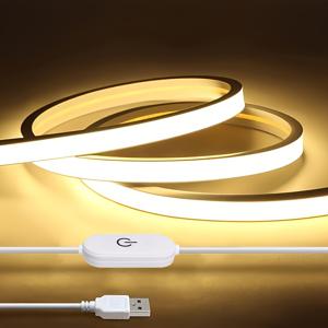 TEMU 하누카 LED 네온 스트립 라이트 3000K 따뜻한 노란색, IP65 방수, 터치 컨트롤 조광, USB 전원, 고휘도 유연 로프 라이트, 방, 주방, TV 장식용 – Lfon