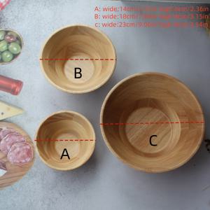 TEMU 손수 만든 나무 디저트 볼 세트 - 기하학적 패턴, 둥근 샐러드 간식 서빙 볼, 우아한 주방 식기, 내구성 있는 두꺼운 벽, 쉬운 청소 - 일상 사용, 피크닉, 모임에 적합
