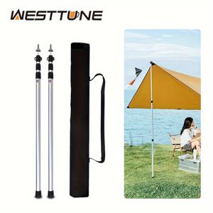 TEMU WESTTUNE 2PCS 캠핑 캐노피 폴, 알루미늄 합금 텔레스코픽 텐트 지원, 야외용 접이식 해변 대피소 천막 극