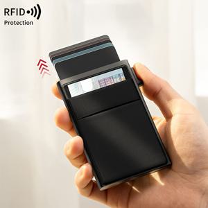 TEMU 남성용 미니멀리스트 지갑 - 남성용 RFID 차단 카드 지갑 - 카드 홀더 - 돈을 넣을 수 있는 슬림한 앞주머니 자동 팝업 지갑, 남성용 선물|카드지갑