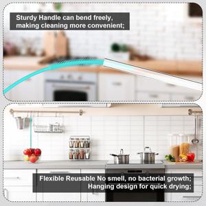 TEMU 매달린 고리가 있는 재사용 가능한 실리콘 밀짚 청소 브러시, 밀크쉐이크 빨대, 병뚜껑, 커피 추출구용 매우 긴 구부릴 수 있는 간격 브러시 파이프 클리너 - 식기세척기 사용 가능 - 충전되지 않음