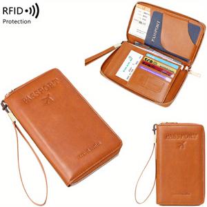 TEMU 휴대용 RFID 차단 여권 소지자, 비행기 티켓 클립, 지퍼 및 손목 스트랩이 있는 여행용 신용 카드 지갑