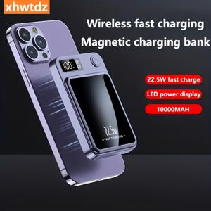 TEMU 10000mAh 모바일 충전 보물, 22.5W/ PD20W 슈퍼 빠른 충전, 자석 흡입 무선 충전 보물, 휴대용 휴대폰 충전 보물 /아이폰 장치 (USB, 타입-c), LED 전원 표시|보조배터리20000