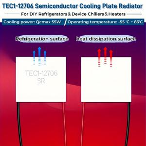 TEMU DIY 냉장고 및 차일러용 고효율 TEC1-12706 펠티어 쿨러 모듈 - 40x40mm, 12V 60W 열전지 방열판, 이동 부품 없음