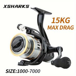 TEMU XSHARKS HE1000-7000 시리즈 낚시 릴, 5.2:1 기어비, 15kg 최대 제동력, CNC 금속 로킹 암, EVA/금속 볼 핸들 선택 가능, 육상 및 해상 모두에 적합