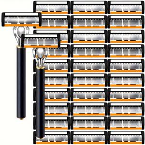 TEMU 남성용 6층 안전 면도기: 깊은 면도, 빠른 칼날 교체, 편안한 착용감, 내구성 있는 성능, 피부 보호, 남성적인 매력 발산
