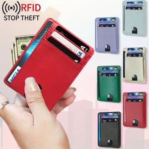 TEMU RFID 차단 얇은 가죽 카드 지갑 - 카드 스키밍 및 도난 방지 - PU 가죽 소재 - 다중 카드 슬롯 - 미니멀리스트 디자인 - 남성 및 여성용