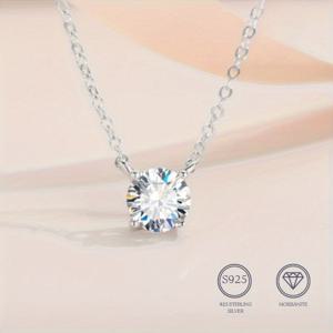 TEMU 1pc 정교하고 세련된 Moissanite 펜던트 S925 실버 목걸이, 생일 또는 특별한 날을 위한 선물로 적합