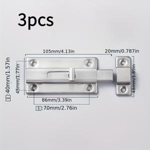 TEMU 내부 문, 화장실, 창고, 침실 등 모든 종류의 문에 사용할 수 있는 스테인레스 스틸 표면 장착 바렐 볼트 잠금장치가 장창형으로 3개 세트로 제공됩니다. 다양한 각도로 설치할 수 있는 보안 슬라이드 래치와 나사가 포함되어 있습니다.