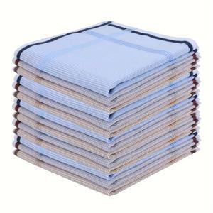 TEMU 12pcs 목화 손수건 심플한 디자인 Hankies 흡수성 땀 닦아 스퀘어 타월 우아한 바느질