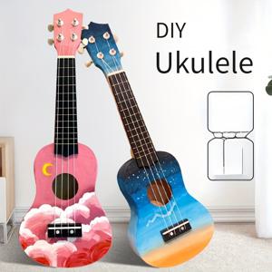 TEMU DIY 우쿨렐레 키트 - 1개 얇은 나무 판넬과 뒷면이 있는 나만의 기타 키트 만들기, 침실 장식 및 휴일 선물용 공예품