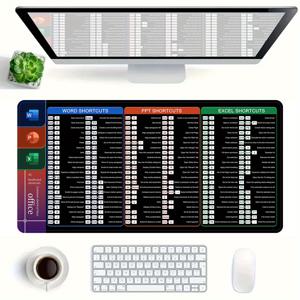 TEMU 워드, 엑셀, PPT 바로가기가 있는 초대형 오피스 소프트웨어 키보드 마우스 패드 - 미끄럼 방지, 세척 가능한 고무 책상 매트, 31.5x11.8 인치