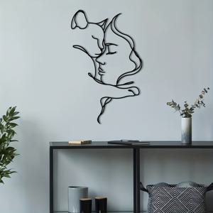 TEMU Metal wall art featuring a feline and a lady: An ideal present animals and young love cats, enhancing and new homeowners