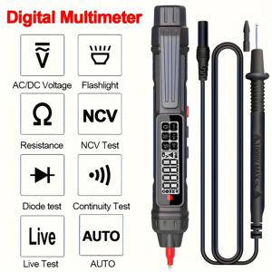 TEMU ZLLJMETER 디지털 멀티미터 펜, 자동 범위 비접촉 AC/DC 전압계, 저항, 다이오드, NCV 검출, 아날로그-디지털 디스플레이, PPSU 본체, 배터리 구동 (배터리 포함되지 않음)