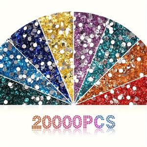 TEMU 다양한 글리터가 포함된 20,000개 5D 다이아몬드 페인팅 키트 - 20가지 생생한 색상, DIY 공예용 아크릴 라운드 비즈, 가방당 1000개