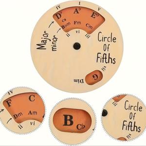 TEMU 소박한 나무 원형 5도 음악 이론 교육 도구 - 장식용 탁상 플라크, 가족 테마, 다목적 사용, 음악가 및 음악 애호가에게 이상적, 하누카 및 추수감사절 장식에 적합