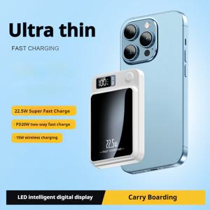 TEMU 5000/10000mAh 자기 무선 PD18W 초고속 충전 파워뱅크, LED 전원 표시, 미니 컴팩트 휴대용, iPhone/Samsung/Android 전자 기기, 야외 휴대용 전원 배터리 팩, 휴일 선물|보조배터리