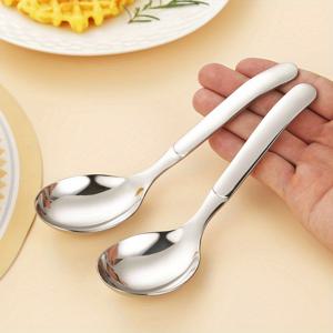 TEMU Stainless Steel Tablespoons Set of 2 - Premium 316 Grade, Elegant Long Handle, Deep Round Soup & Dessert Spoon Set, Durable & Dishwasher Safe