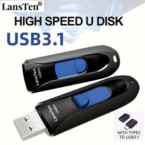 TEMU LansTen USB 3.0 플래시 드라이브 고속 탈착식 듀얼 인터페이스(Type-C & USB-A) 플래시 메모리 스틱 펜 드라이브 데이터 저장, 파일 전송 - 16GB, 32GB, 64GB, 128GB 옵션|USB|USB