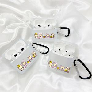 TEMU 새와 개 AirPods1/2 AirPods 3 AirPods Pro AirPods Pro(2세대)용 후크가 있는 투명 흰색 사각형 이어폰 케이스