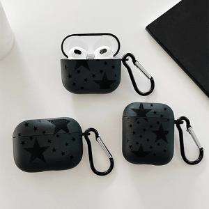 TEMU AirPods1/2, AirPods3, Airpods Pro, AirPods Pro(2세대), 생일 선물, , 남자친구, 친구 또는 자신을 위한 스타 그래픽 패턴 헤드폰 케이스, 블랙 낙하 방지 실리콘