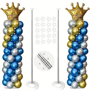 TEMU 세트, 풍선 기둥 스탠드 키트, 2개 세트, 7피트 높이 조절 풍선, 재사용 가능한 금속 텔레스코픽 디자인의 탑 기둥, 생일, 결혼식, 베이비 샤워, 졸업 파티 장식