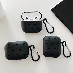 TEMU AirPods1/2, AirPods3, Airpods Pro, AirPods Pro (2세대)를위한 블랙 하트 그래픽 이어폰 케이스, Apple 이어폰을위한 보호 케이스, 생일, 여자 친구, 남자 친구, 친구 또는 자신에게 좋은 선물로