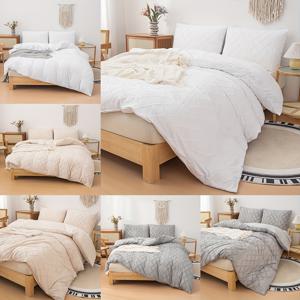 TEMU 2/3pcs 현대 간단한 이불 커버 세트, 단색 웨이브 모양 Tufted Boho 침구 세트, 부드럽고 편안한 통기성 빨 마이크로 화이버 이불 커버, 침실 객실 기숙사 용 (1 * 이불 커버 + 1/2 * 베갯잇, 코어 없음)