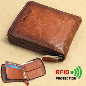 TEMU 남성용 1pc 정품 가죽 지갑 RFID 차단 Bifold 지퍼 지갑 탑 레이어 소 가죽 다기능 ID 신용 카드 소지자 그를위한 동전 가방 선물이있는 내부 짧은 지갑