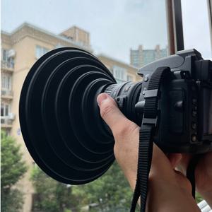 TEMU 블랙아웃 커버 마이크로 DSLR 카메라 렌즈용 블랙아웃 커버 안티 글래스 반사 실리콘 렌즈 커버 접이식 소프트 선쉐이드