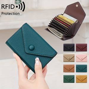 TEMU RFID 작은 가방 리치 패턴 부드러운 PU 가죽 동전 지갑 간단한 경량 오르간 카드 가방|카드지갑|지갑