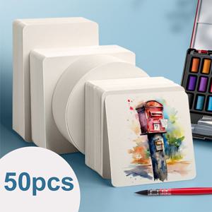 TEMU 50pcs 수채화지 - 수채화지 엽서 300GSM - 그림 DIY 감사 카드, 인사말 카드, 크리스마스, 초대장, 생일에 완벽합니다