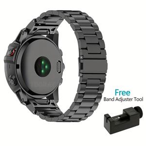 TEMU 26mm/22mm 너비 Garmin Fenix ​​7 7X Pro 6 6X Pro 5 5X Plus 3 3 HR S60/Approach S62 Forerunner935/945 Quatix5 스테인레스 스틸 금속 스포츠 스트랩 금속 버클 퀵 릴리스 스타일 퀵 핏 + 조절 가능한 스트랩 도구