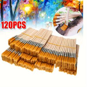 TEMU 120pcs 페인트 브러시 세트 평면 브러시 페인트 브러시 바베큐 브러시 페인팅 나일론 로우 브러시 페인트 브러시 코너 브러시 글레이즈 세트