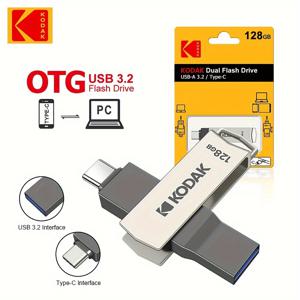 TEMU Kodak K273 이중 압착 USB 플래시 드라이브, 고속 U 디스크, USB 3.2, 32GB, 64GB, 128GB, 256GB, 금속 OTG 스틱, 100% 원본|USB|USB