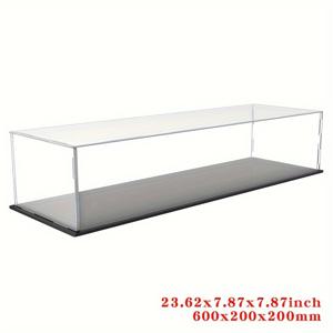 TEMU 24x8x8인치/60x20x20cm 투명 아크릴 디스플레이 케이스 박스, 매트 블랙 받침대가 있는 플라스틱 조립 방진 디스플레이 케이스 박스 - 크리스마스, 할로윈 선물