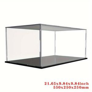 TEMU 2210inch/ 55x25x25cm 투명 아크릴 디스플레이 케이스 상자, 액션 피규어 수집품 기념품 인형 모델용 무광택 검정색 베이스가 있는 플라스틱 조립 방진 디스플레이 케이스 상자