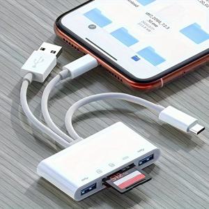 TEMU 5-in-1 울트라포터블 다기능 카드 리더기 - USB OTG 어댑터 및 SD/마이크로 SD 허브 - iPhone/iPad, USB C, USB A에 대한 범용 호환성 - 고속 데이터 전송, 내구성 있는 디자인, SD, SDHC, SDXC 지원 , MMC, USB 드라이브