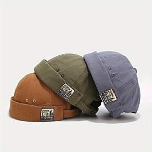 TEMU 1pc 남성용 무모한 Skullcap 선원 모자, 압연 커프 복고풍 비니 모자, 복고풍 도커 모자, 통기성 비니 모자, 복고풍 조절 식 남성용 힙합 모자