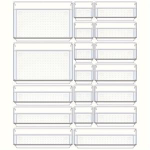 TEMU 투명 플라스틱 데스크 서랍 정리함: 9/18개 세트, PET 재질, 비 스크래치 지지점, 둥근 모서리 디자인, 욕실, 침실, 드레서, 화장, 주방 및 사무실에 적합