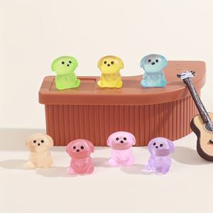 TEMU 20개 야광 강아지 피규어 세트 - DIY 공예, 정원 장식 및 랜드스케이프용 컬러풀 카툰 레진 개