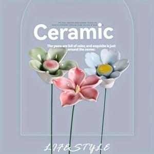 TEMU 10개 세라믹 꽃 세트 - 수공예, 영원한 꽃 DIY 홈 데코용 - 발렌타인데이, 크리스마스, 어머니날 등에 완벽함