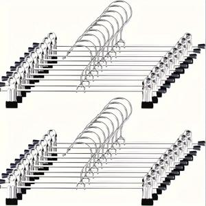 TEMU 조절 가능한 클립이 달린 금속 바지 옷걸이 20개 팩 - 청바지, 치마, 바지용 다용도 옷걸이 정리