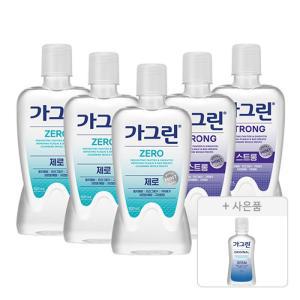 가그린 제로, 820ml, 3개 + 스트롱, 750ml, 2개 + 증정 (오리지널, 100ml, 1개)