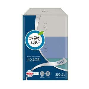 깨끗한나라 미용티슈 1팩 순수소프티 250매x3개입