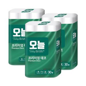 오늘 무형광 3겹 30M 30롤x3팩(총90롤) 두루마리 화장지 휴지