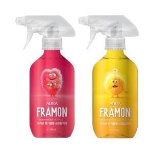 아우라 프라몬 섬유탈취제 로즈, 490ML, 1개 + 탠저린샤워, 490ML, 1개