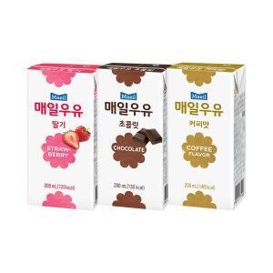 [매일우유]매일 멸균 3종 딸기우유/초코우유 /커피맛우유 200ml 48팩